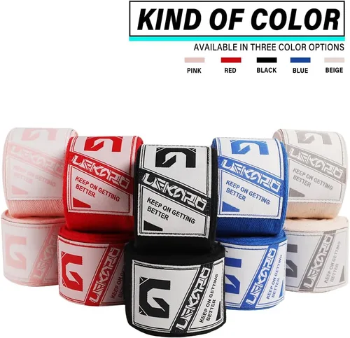 Vista 3 de LEKÄRO Vendas elásticas de algodón para boxeo Muay Thai para entrenamiento MMA para hombres y mujeres