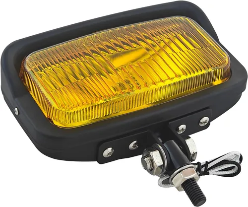 Vista 5 de FATECIM Vintage motocicleta cuadrado faro retro cabeza luz lámpara ámbar lente con visera universal para Harley Cruiser Bobber Chopper Yamaha Honda