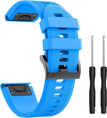 Vista 5 de Correa de reloj de silicona suave compatible con Fenix 5X/6X/7X, Plus/Pro, 3/HR, Tactix, Descent MK1, D2 Delta PX/Charlie
