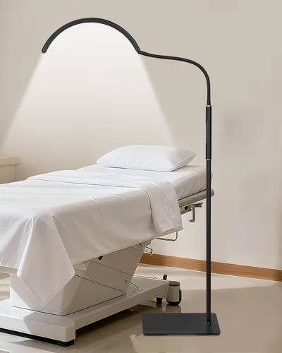Vista 11 de Luz de Piso LED Media Luna - Lámpara Profesional Sin Sombras, Ajustable para Técnicas de Pestañas, Esteticistas y Tatuadores Extensiones