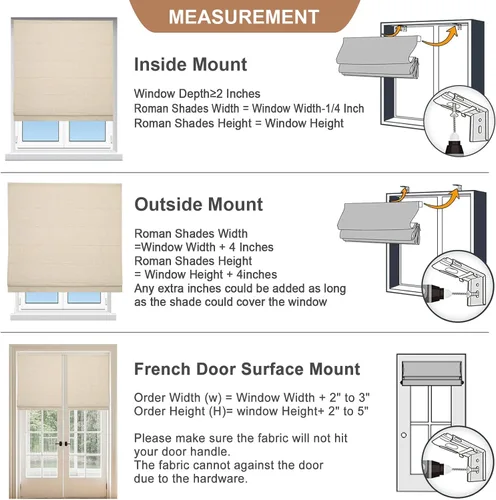 Vista 7 de Sunbox Persianas romanas sin cordón, de tela para oscurecer la habitación, persianas romanas para ventanas, puertas, puertas francesas, ventanas