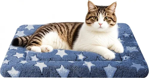 Vista 18 de Tapete de cama para perro, almohadilla reversible para jaula de perro con alfombrilla lavable y espuma suave, cama plana para mascotas para perros