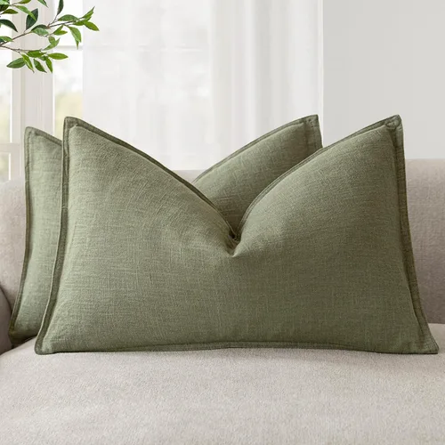 Vista 76 de Foindtower Juego de 2, Fundas Decorativas de Almohada de Lino Sólido Suaves Fundas de Cojín Europeo de Acento Estilo Granja Neutral para Silla Sofá
