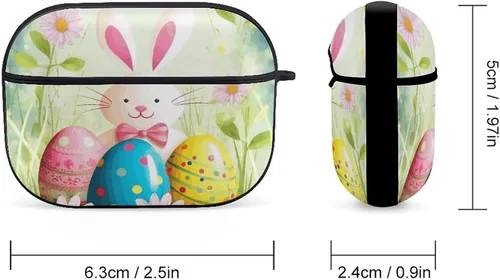 Vista 2 de Spring Happy Easter Holiday Headphone Cover for AirPods Pro 2nd 1st Generation Case Cover with Keychain, Shockproof Hard Shell Protective Case for