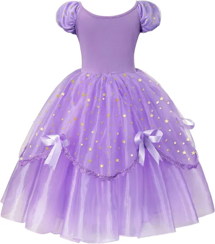 Vista 2 de DOCHEER Disfraz de princesa para niñas pequeñas, vestido de fiesta de cosplay (2-12 T)