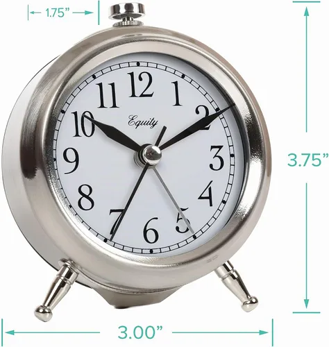 Vista 6 de Equity 25655 - Reloj despertador pequeño de metal plateado