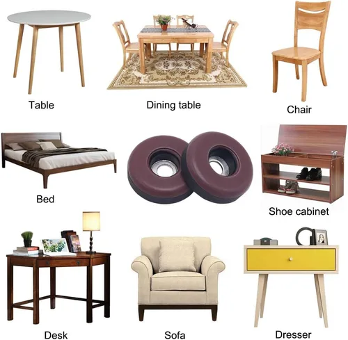 Vista 2 de Deslizadores de teflón para muebles, 20 piezas de 1 pulgada reutilizables con tornillos para alfombras, azulejos, madera dura (café)