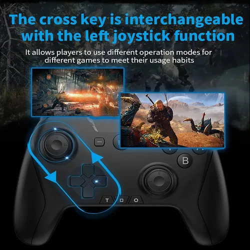 Vista 3 de Bluetooth Controller for SwitchMacPCPhoneIOSAndroidiPadiPhoneTV, Remote Game Controller with Custom Programmable ButtonMacroTurboVibrationGyro Axis