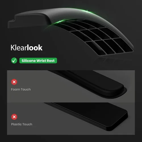 Vista 9 de Klearlook - Soporte compacto para teclado con reposamuñecas de silicona y ajuste de altura de 3 niveles, acrílico de 16.85 x 5.5 pulgadas, elevador