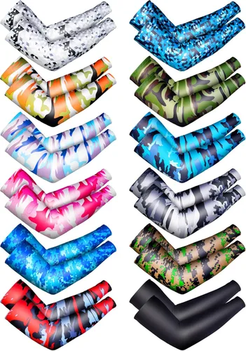 Vista 9 de 12 pares de mangas de brazo deportivos para niños, mangas de brazo para baloncesto y béisbol, con protección UV, protección solar, refrigeración