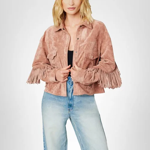 Vista 7 de [BLANKNYC] Ropa de lujo para mujer, chaqueta de camisa con flecos de gamuza sintética, abrigo cómodo y elegante