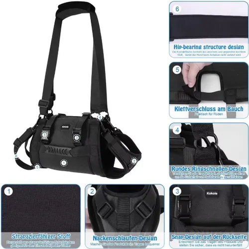 Vista 3 de Arnés de elevación para perros, mochila de emergencia para soporte de patas y rehabilitación para perros grandes, lesiones en las articulaciones