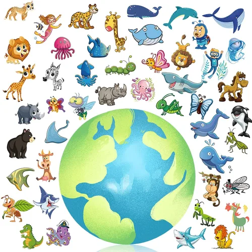 Vista 4 de Tatuajes temporales impermeables para niños – 350 piezas Animales, insectos y animales marinos Hojas de tatuaje temporales para niños Recuerdo