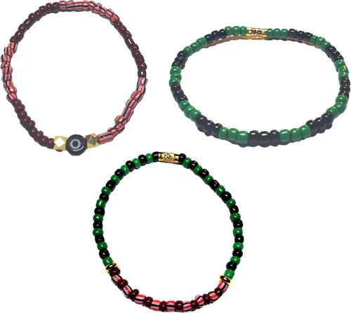 Vista 15 de Juego de 3 pulseras de cuerda elástica de santería de ojo malvado hechas a mano Obatala Oshun Yemaya Orula Elegua Oya Ogun Ochosi Shango Babalu Aye