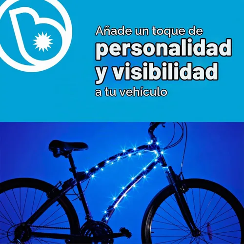 Vista 3 de Brightz CosmicBrightz - Cuerda de luz LED para marco de bicicleta, cuerda de 6.5 pies, funciona con pilas con interruptor de encendido/apagado, Azul