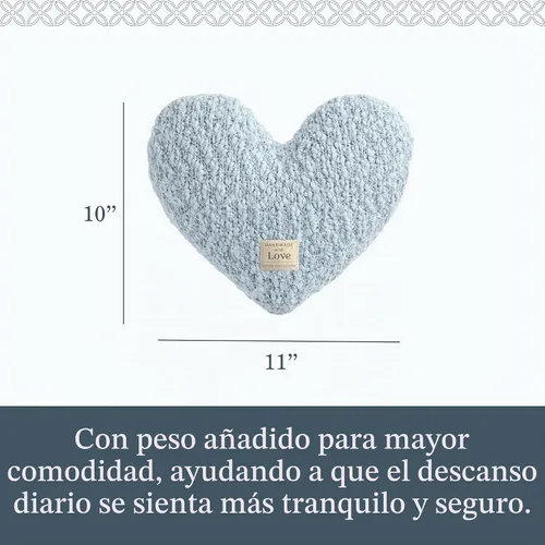 Vista 3 de DEMDACO Almohada Decorativa de Felpa con Peso en Forma de Corazón Azul Suave, 10 x 11 pulgadas