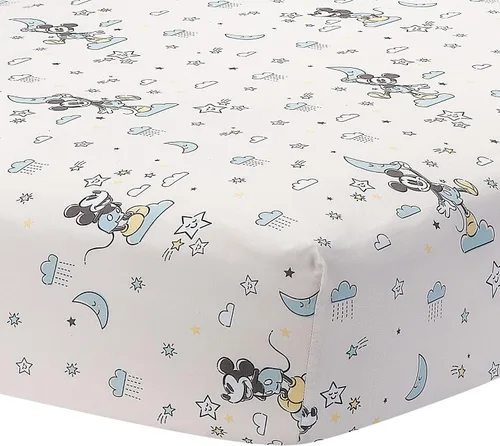 Vista 10 de Lambs & Ivy Disney Baby Forever Mickey Mouse - Sábana bajera ajustable para cuna blanca Fits Standard Size Crib/Toddler Mattress Measuring 52" x