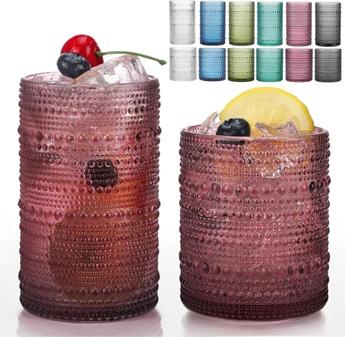 Vista 15 de Moretoes - Juego de 6 vasos de cristal vintage con forma de hobuña, color azul