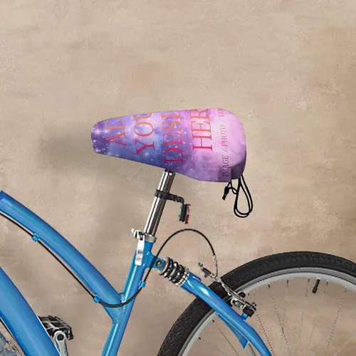 Vista 6 de Funda de asiento de bicicleta impermeable personalizada, funda de lluvia personalizada para asiento de bicicleta con cordón, añade tu diseño