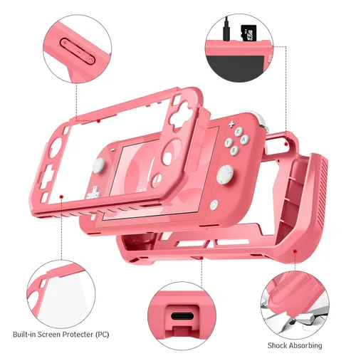 Vista 2 de Switch Lite - Funda protectora compatible con Nintendo Switch Lite, Kmasic de protección resistente de cuerpo completo, protector de pantalla