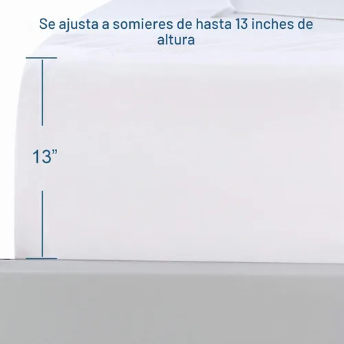 Vista 6 de Funda de somier, tamaño individual, falda de cama de 4 lados con envoltura Blanco