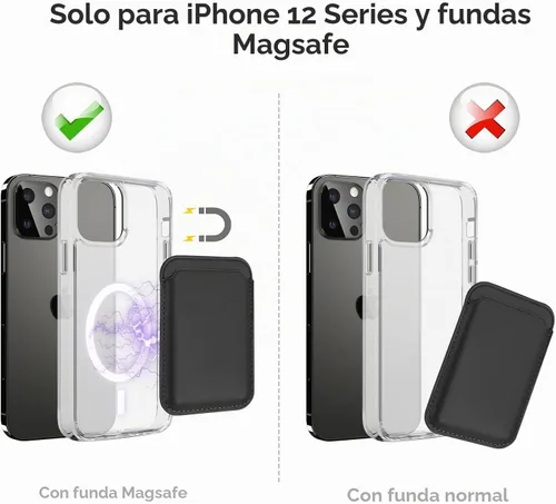 Vista 3 de WALLFID Magsafe - Cartera de cuero compatible con iPhone 15/14/13/12 Pro/Max/Plus/Mini, tarjetero RFID con imán MagSafe Negro