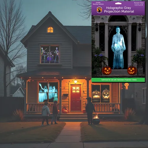 Vista 6 de Pantalla de proyección trasera holográfica con accesorios de montaje para proyectar videos de Halloween (5 x 9 pies y 40 x 60 pulgadas)