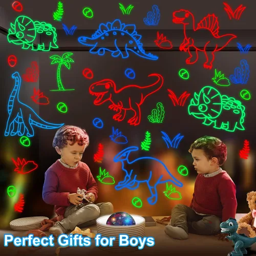 Vista 2 de YACHANCE Proyector de luz nocturna de dinosaurio para niños con temporizador y control remoto. Regalos de dinosaurios para niños de 1 a 12 años.