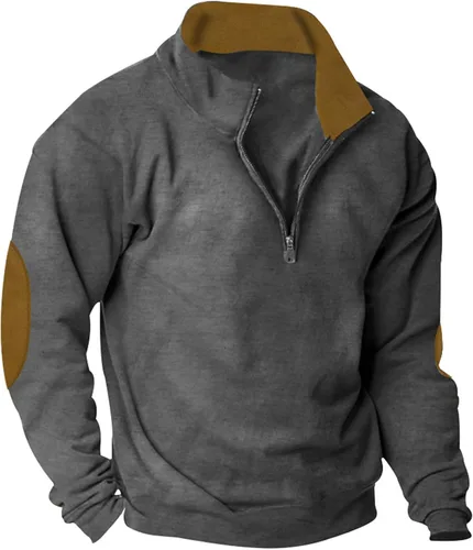 Vista 2 de YNGWIAO Men'S Autumn And Winter Fashion Half Standing Neck Zippered Cotton Sweater Pullover Sweatshirt Long Sleeve