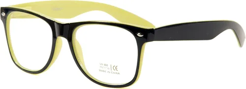 Vista 2 de Goson Lentes transparentes sin receta para mujeres y hombres, anteojos cuadrados para nerd hipster, 2 pares, marco negro y negroamarillo