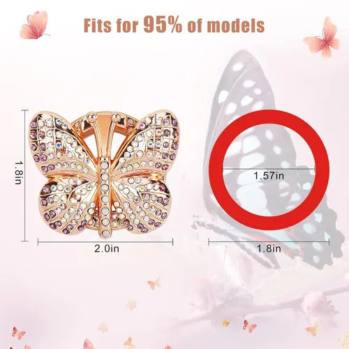 Vista 3 de Cubierta para botón de arranque y parada de automóvil, con diamantes de imitación de mariposa, bonita cubierta protectora de encendido, cubierta