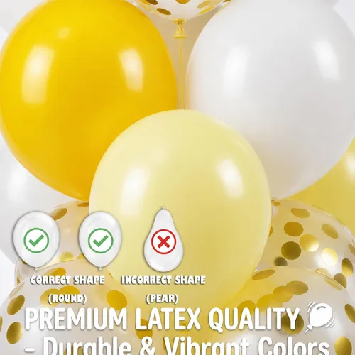 Vista 4 de Hiins Juego de 2 globos de confeti para árbol con base, decoración de poste para fiesta Bee Lemon,Wedding Baby Shower Party Decor,Includes a base