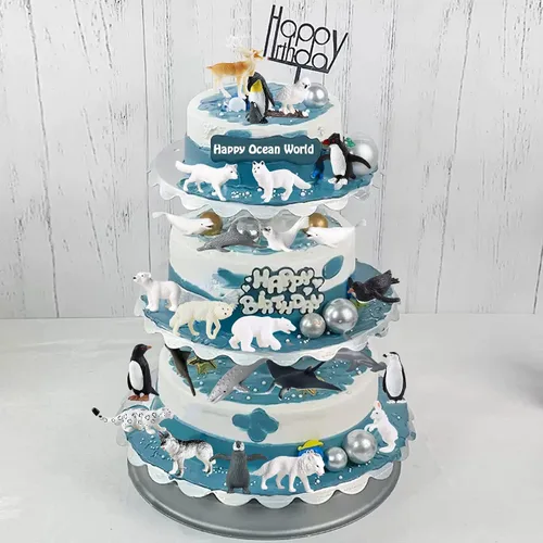 Vista 3 de RCOMG 26 figuras de animales árticos, figuras realistas de animales polares con oso polar, caribú, pingüino y lobo ártico, ideal para huevos