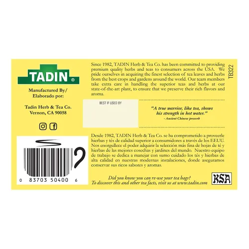 Vista 3 de Tadin Lemongrass - Té de hierbas sin cafeína. 24 bolsas de té. 0.84 oz. Paquete de 2