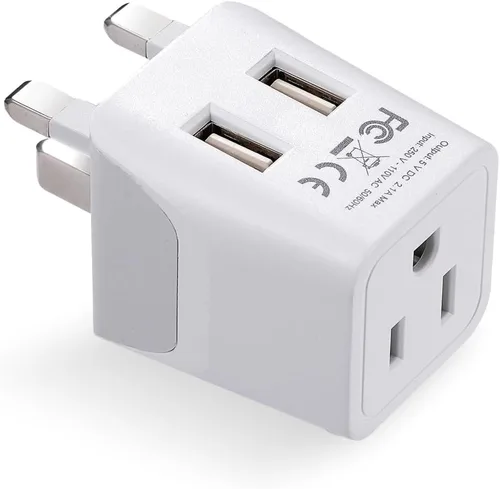Vista 12 de Adaptador de viaje Ceptics, de EE. UU. a Japón, Filipinas, con doble USB, tipo A, ultra compacto Tipo L - Italia