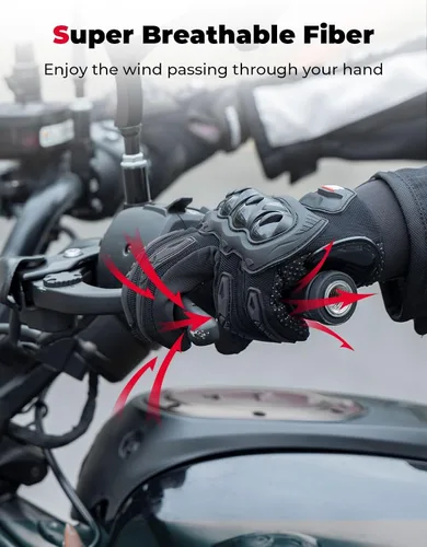 Vista 4 de KEMIMOTO - Guantes de motocicleta para hombres/mujeres, guantes de bicicleta de tierra con pantalla táctil y protección contra deslizamientos