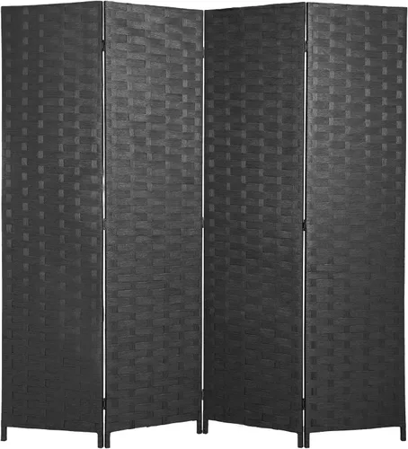 Vista 13 de PayLessHere Divisor de ambientes de malla de madera de 6 pies, tejido a mano, pantalla de división portátil plegable para interiores de 4 paneles