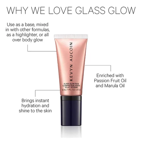 Vista 3 de Kevyn Aucoin Glass Glow Face: resaltador húmedo universal multiusos para rostro y cuerpo. Crea una piel hidratada brillante de aspecto juvenil