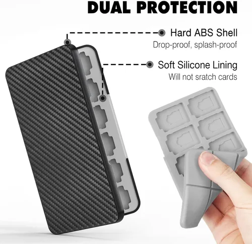 Vista 5 de MoKo Funda de 24 tarjetas de juego compatible con Nintendo Switch OLED 2021SwitchSwitch Lite funda de soporte para Switch Game Card y SD caja