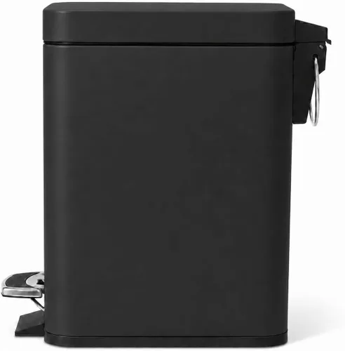 Vista 4 de Home Zone Living 1.3 galones pequeño cubo de basura para baño con tapa y pedal de paso, cesto de basura de acero inoxidable con diseño delgado