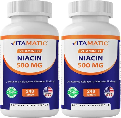 Vista 10 de Vitamatic Niacina (vitamina B3) 500 mg, 240 tabletas - Sin OMG y sin gluten
