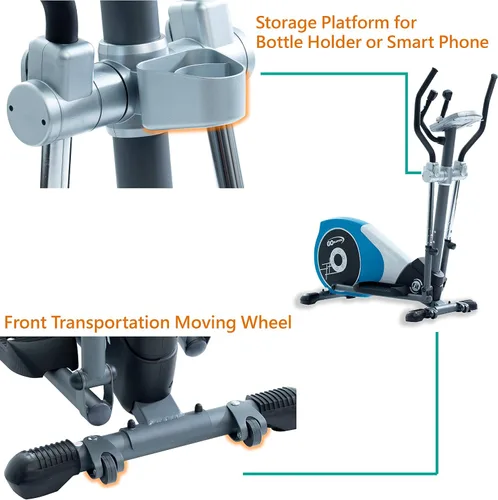 Vista 6 de V-450T Entrenador cruzado de ejercicio elíptico programable de 17 pulgadas con brazos y pedales ajustables y control HRC para entrenamiento