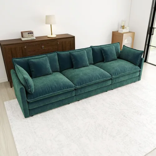 Vista 130 de Sofá Loveseat Grande en Beige y Blanco de 194.8 cm, Sofás Seccionales de 2 Plazas Grandes para Sala de Estar, Sofá Seccional Modular de Tela