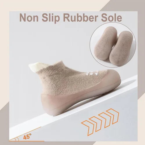 Vista 3 de Hstyle Zapatos de calcetín para bebé, zapatos para caminar, antideslizantes, suela de goma suave, para bebés, niños y niñas