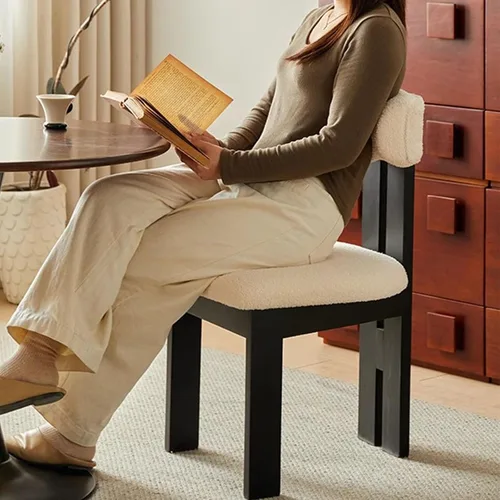 Vista 2 de Sillas de comedor modernas tapizadas, sillas de cocina con marco de madera maciza, silla de sala de estar, cómodo soporte de respaldo alto para sala
