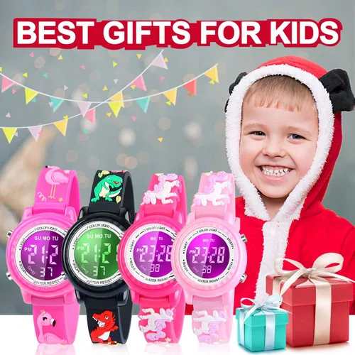 Vista 7 de Viposoon Relojes LED impermeables para niños con alarma - Juguetes para niños de 3 a 10 años