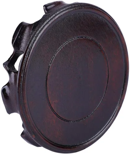 Vista 6 de Soporte de pedestal de madera, base de jarrón redondo vintage, soporte de madera para plantas, bonsái, acuario [M]