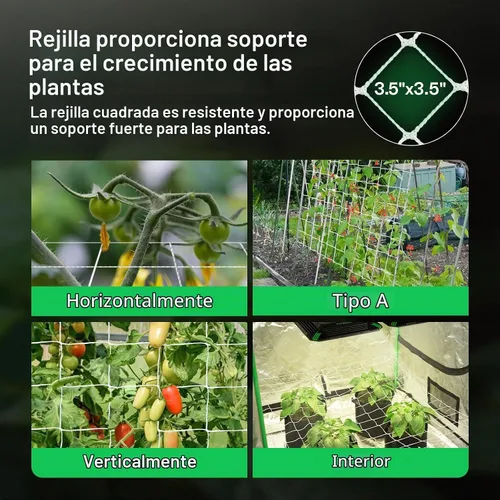 Vista 4 de VIVOSUN Red de enrejado de plantas de 5 x 15 pies, red de cultivo de poliéster resistente, red de enrejado de jardín con malla cuadrada para plantas