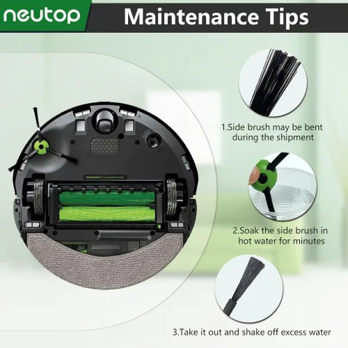 Vista 5 de Cepillo de barrido de bordes compatible con iRobot Roomba e, i y j Series e5, e6, i1, i1+, i3, i3+, i4, i4+, i6, i6+, i7, i7+, i8, i8+, Combo j7+
