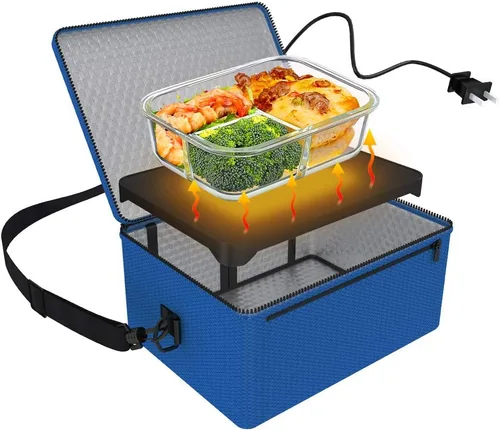 Vista 12 de Horno portátil, calentador de alimentos portátil de 12 V 24 V 110 V-240 V para automóvil, horno portátil personal, mini lonchera eléctrica